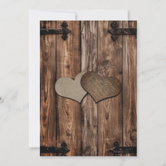 Rustikales Holz Beige Burlap White Floral Lace Hoc Einladung (Rückseite)