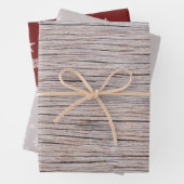 Rustikales Holz Beige Red Snowflake Muster Weihnac Geschenkpapier Set (Beispiel)