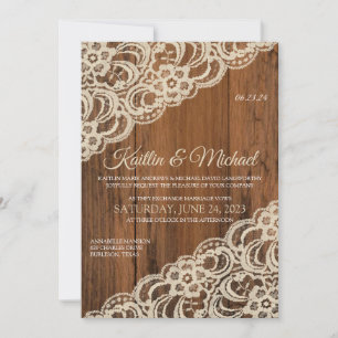 Rustikales Holz & Beige / Tanlace Hochzeit Einladu Einladung