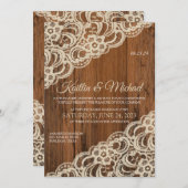 Rustikales Holz & Beige / Tanlace Hochzeit Einladu Einladung (Vorne/Hinten)
