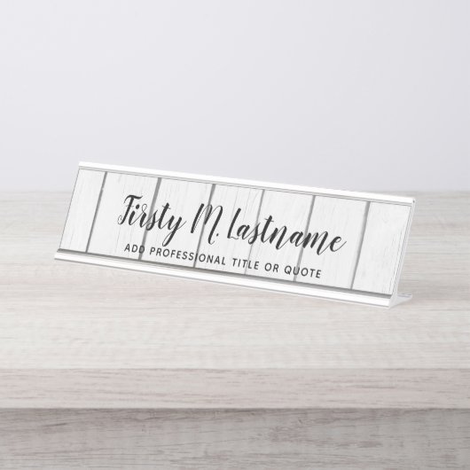 Rustikales Holz - Bereich für Name und Zitat Schreibtischnamensplakette (Vorderseite )