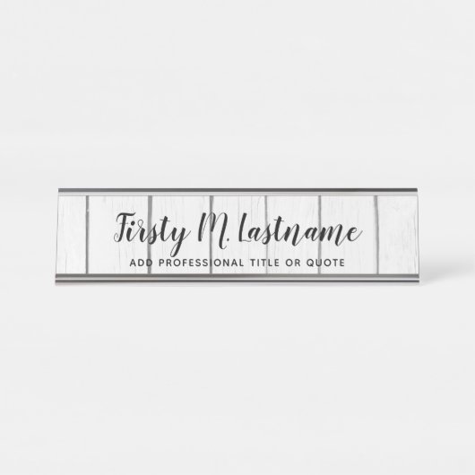 Rustikales Holz - Bereich für Name und Zitat Schreibtischnamensplakette (Vorderseite )