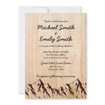 Rustikales Holz & Berge Hochzeitseinladungen