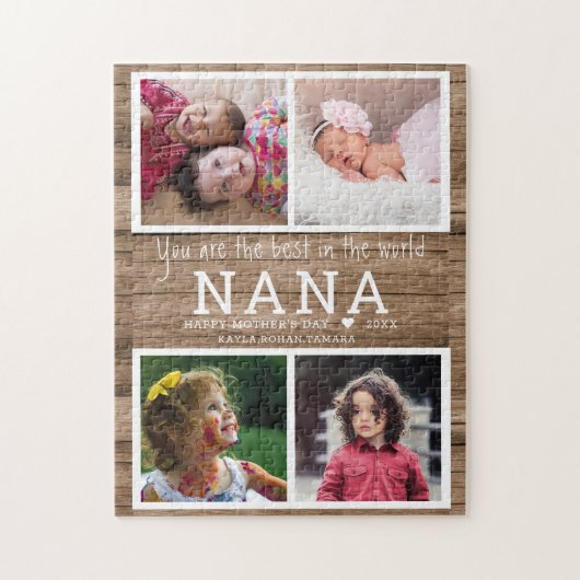 Rustikales Holz Best Nana 4 Foto Collage Puzzle (Vertikal)