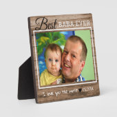 Rustikales Holz Beste Baba je Großvater Foto Fotoplatte (Vorderseite)