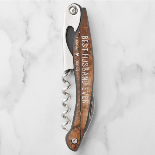 Rustikales Holz | Bester Husband je Kellnermesser (Vorderseite)