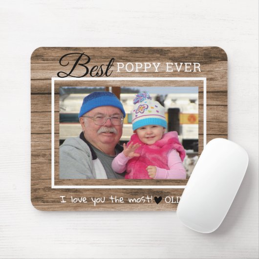 Rustikales Holz Bester Mohn je Großvater Foto Mousepad (Mit Mouse)