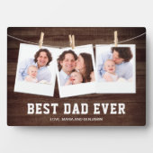 Rustikales Holz Bester Vater je 3 FotoCollage Fotoplatte (Vorderseite)