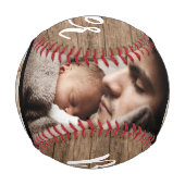 Rustikales Holz Bester Vater je Fotomaterial Baseball (Vorderseite)