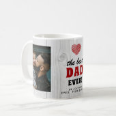 Rustikales Holz Bester Vater je Rotes Herz 2 Foto Kaffeetasse (Vorderseite Links)