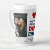 Rustikales Holz Bester Vater je Rotes Herz 2 Foto Milchtasse (Linke Ecke)