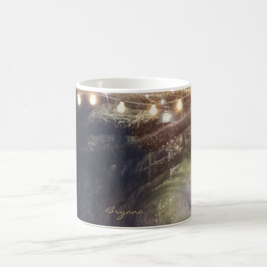 Rustikales Holz bezaubernder Wald & Lichter Kaffeetasse (Mittel)