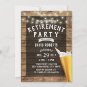 Rustikales Holz: Bier Cheers String Lights Einladung (Vorderseite)