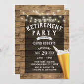 Rustikales Holz: Bier Cheers String Lights Einladung (Vorne/Hinten)