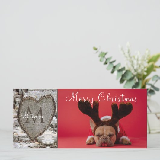 Rustikales Holz Birch Barkherz Familienherz Foto X (Stehend Vorderseite)