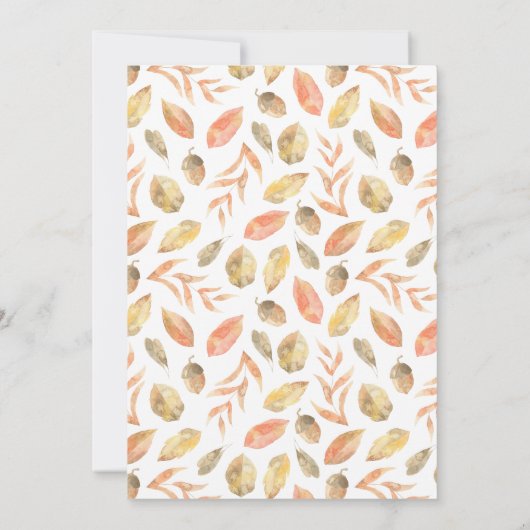 Rustikales Holz & Blätter Script Erntedank Dinner Einladung (Rückseite)