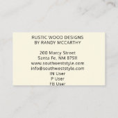 Rustikales Holz Blätter Wreath Monogram Pale Laven Visitenkarte (Rückseite)