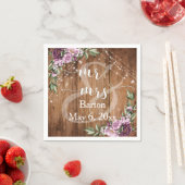 Rustikales Holz, Blume Weißlicht Mr. & Mrs. Serviette (Beispiel)