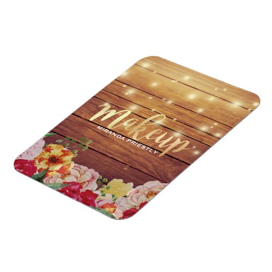 Rustikales Holz Blumengesteck Lichter Makeup Salon Magnet (Linke Seite)