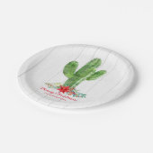 Rustikales Holz Blumenkaktus Weihnachten Pappteller (Schrägansicht)