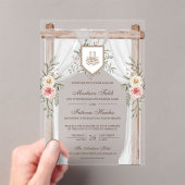 Rustikales Holz Blumenkanopie Islamische Hochzeit Acryleinladungen (Insitu (Handheld))