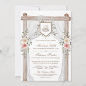 Rustikales Holz Blumenkanopie Islamische Hochzeit Einladung (Vorderseite)