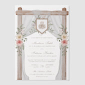 Rustikales Holz Blumenkanopie Islamische Hochzeit Pergament Einladungen (Vorderseite)