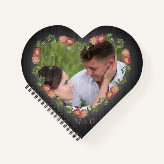 Rustikales Holz Blumenkohl Foto & Initialen Notizblock (Vorderseite)