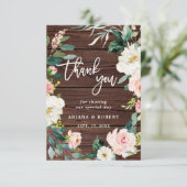 Rustikales Holz Blumenkranz Foto Danke Karte (Stehend Vorderseite)