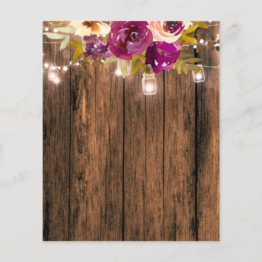 Rustikales Holz Blumenladen Brautparty Einladung (Rückseite)