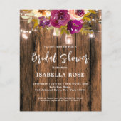 Rustikales Holz Blumenladen Brautparty Einladung (Vorderseite)