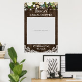 Rustikales Holz Blumenleuchten Brautparty Foto Pro Poster (Heimbüro)