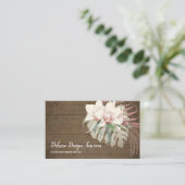 Rustikales Holz Blumenmoor Orchid Elegant Blattwer Visitenkarte (Stehend Vorderseite)