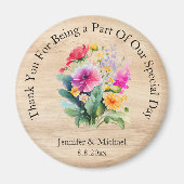 rustikales Holz Blumenmotiv danke Ihnen Hochzeitsm Magnet (Vorne)