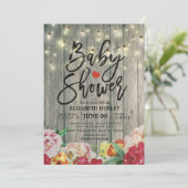 Rustikales Holz Blumenmuster Schnürsenkel Kinderdu Einladung (Stehend Vorderseite)