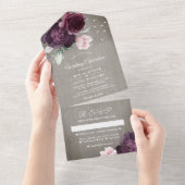 Rustikales Holz | Blumenstrauß Hochzeit All In One Einladung (Abreißen)