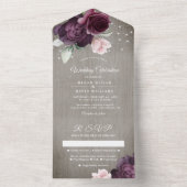 Rustikales Holz | Blumenstrauß Hochzeit All In One Einladung (Innen Boden)