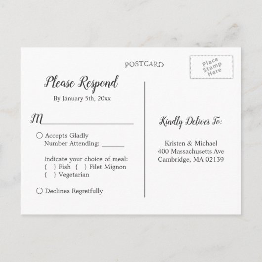 Rustikales Holz Blumenstrauß Lichter Hochzeit RSVP Einladungspostkarte (Rückseite)