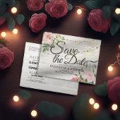 Rustikales Holz Blumenzwiebellicht Hochzeitstag Ge Ankündigungspostkarte