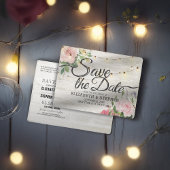 Rustikales Holz Blumenzwiebellicht Hochzeitstag Ge Ankündigungspostkarte