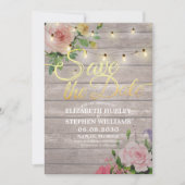 Rustikales Holz Blumenzwiebellicht Hochzeitstag Ge Save The Date (Vorderseite)