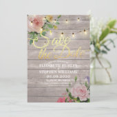 Rustikales Holz Blumenzwiebellicht Hochzeitstag Ge Save The Date (Stehend Vorderseite)
