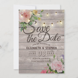Rustikales Holz Blumenzwiebellicht Hochzeitstag Ge Save The Date
