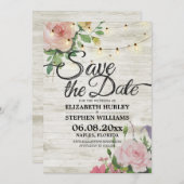 Rustikales Holz Blumenzwiebellicht Hochzeitstag Ge Save The Date (Vorne/Hinten)