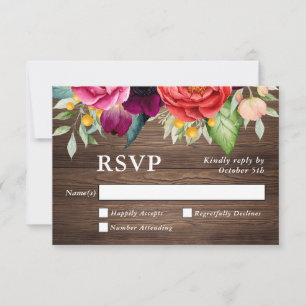 Rustikales Holz-Blumenzwiebeln RSVP Karte
