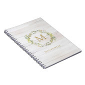 Rustikales Holz Blumiges Wasserfarben-Monogramm Notizblock (Rechte Seite)