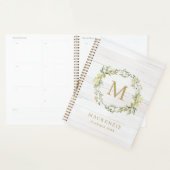 Rustikales Holz Blumiges Wasserfarben-Monogramm Planer (Anzeige)
