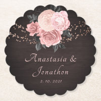 Rustikales Holz Blush Blues String Lights Hochzeit