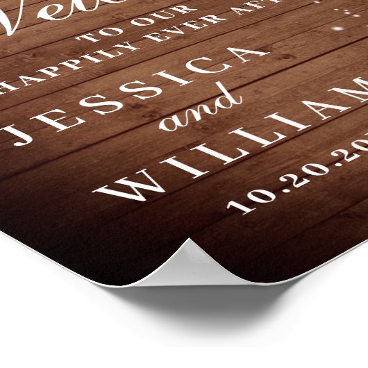 Rustikales Holz & Blush Rose Blumenzehen Willkomme Poster (Ecke)