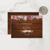 Rustikales Holz Blütenblütenhochzeit Mitteilungskarte (Vorderseite/Rückseite Beispiel)